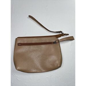 Valentina Leather Wristlet, Tan Made in Italy 8x6"